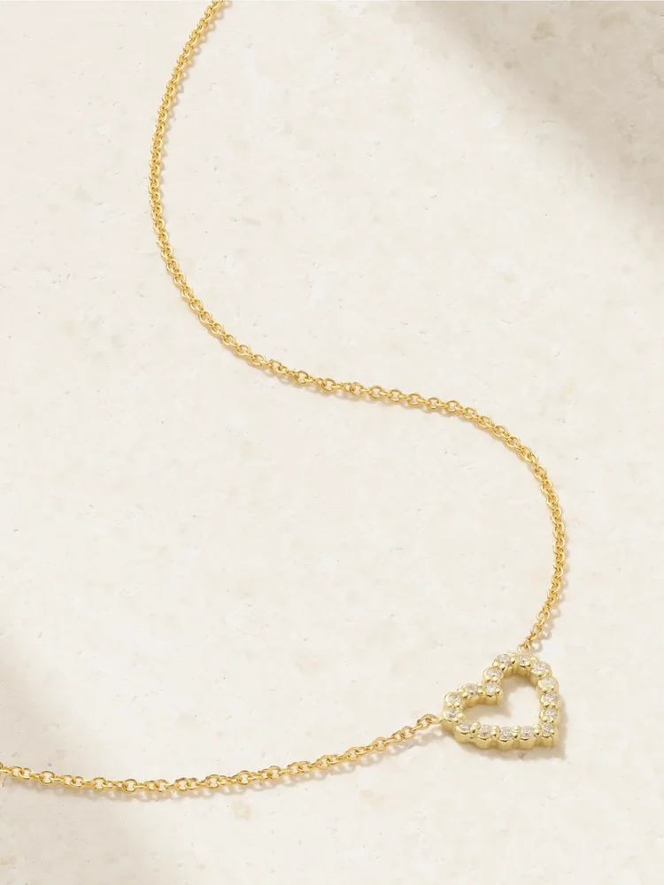 Open Heart 18-karat gold diamond necklace