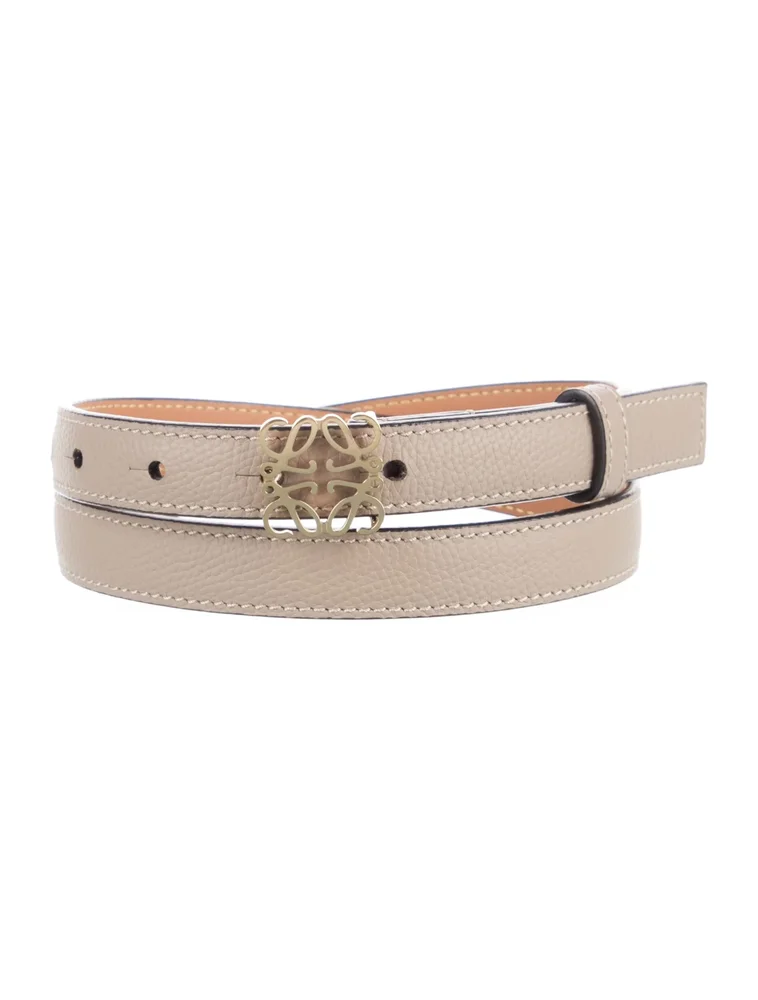 Anagram Skinny Leather Waist Belt (Taupe)