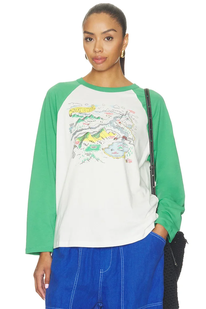 Map Of Nowhere Oversized Raglan Long Sleeve Top in Briar Combo