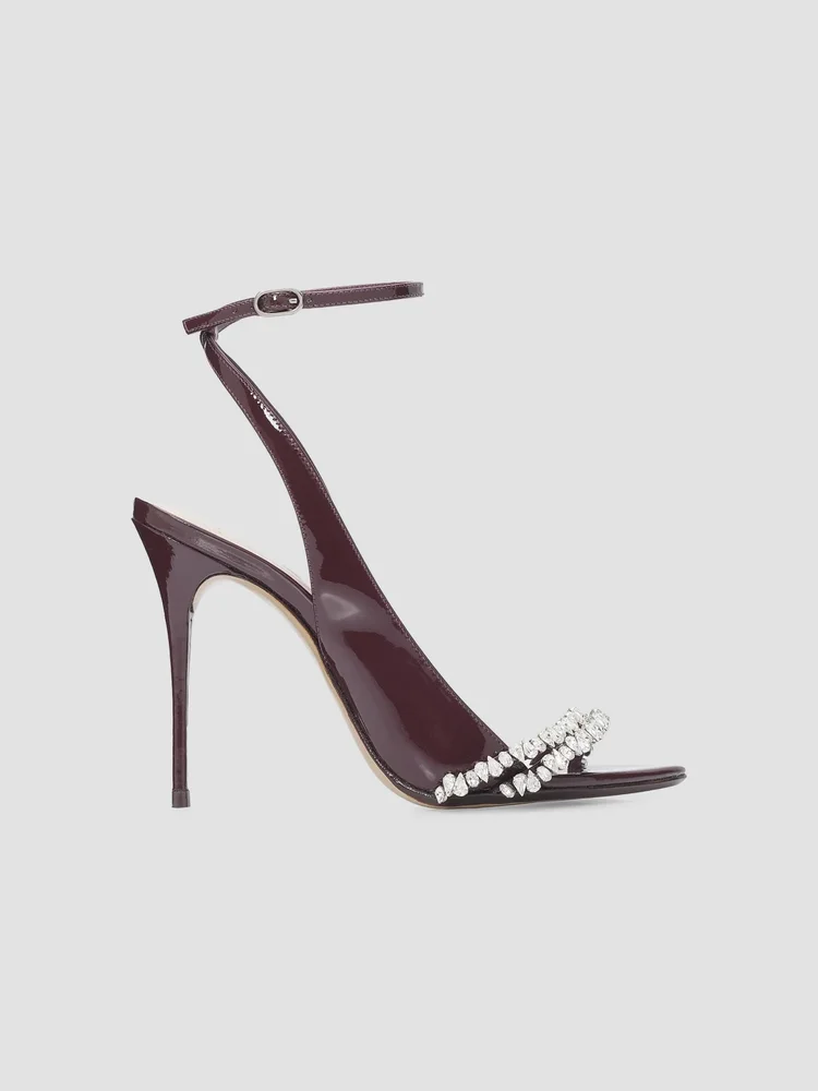 Nicole 100MM Embellished Patent Leather Stiletto Sandals