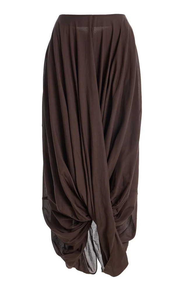 Cocoon Ruffled Jersey Midi Skirt