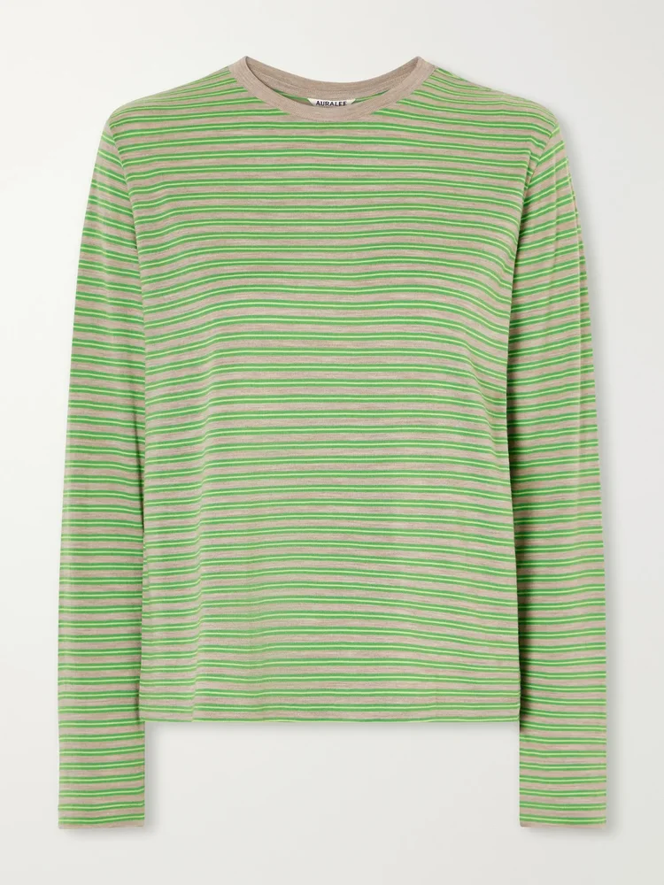 Striped wool-jersey T-shirt