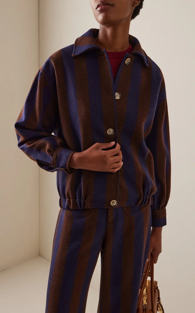 Striped Wool Bomber Jacket