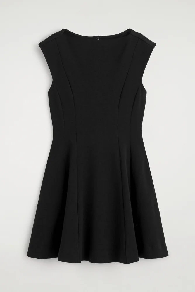 Sculpted Flared Cotton Mini Dress