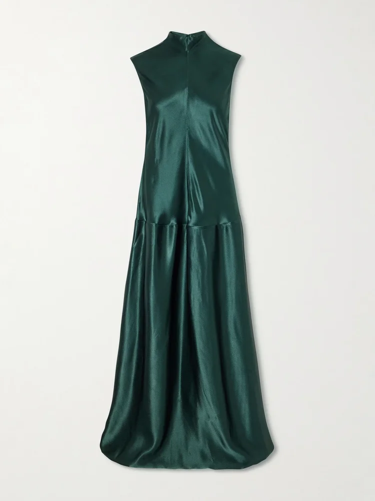 Nyx sleeveless pleated crepe maxi dress