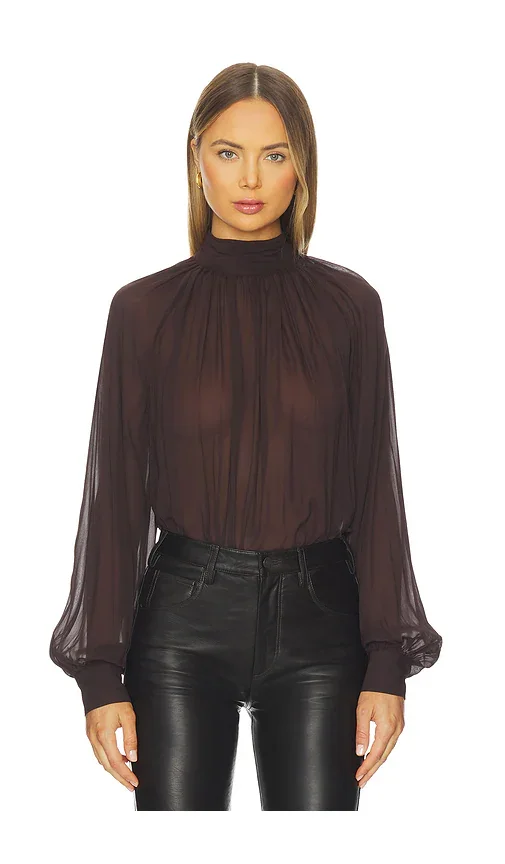 Solene Long Sleeve Mock Neck Blouse NICHOLAS
