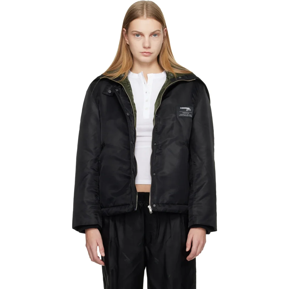 Black Nylon Bomber Jacket