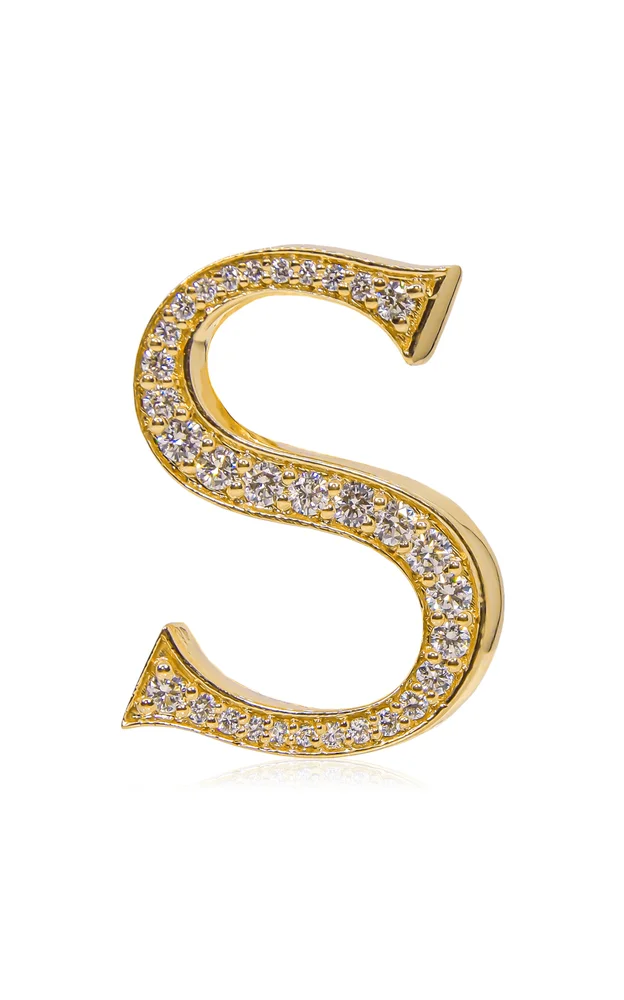 Alphabet 'S' 18K Yellow Gold DIamond Bag Charm