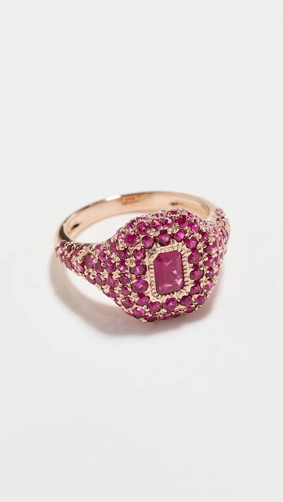18k Pave Ruby Pinky Ring