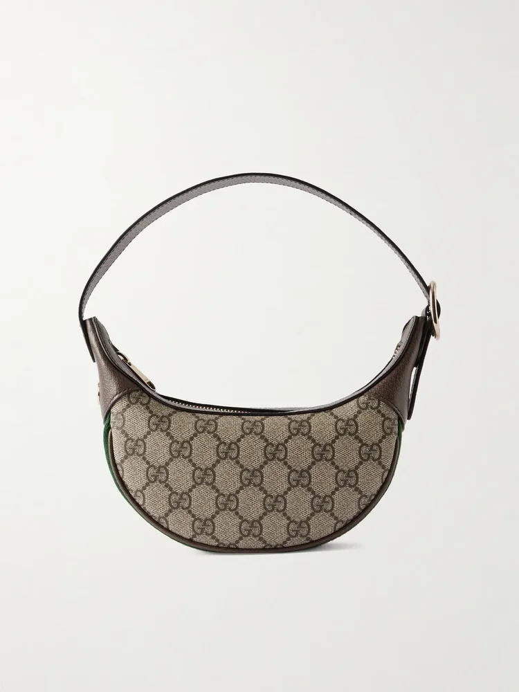 Symmetry leather-trimmed canvas mini shoulder bag