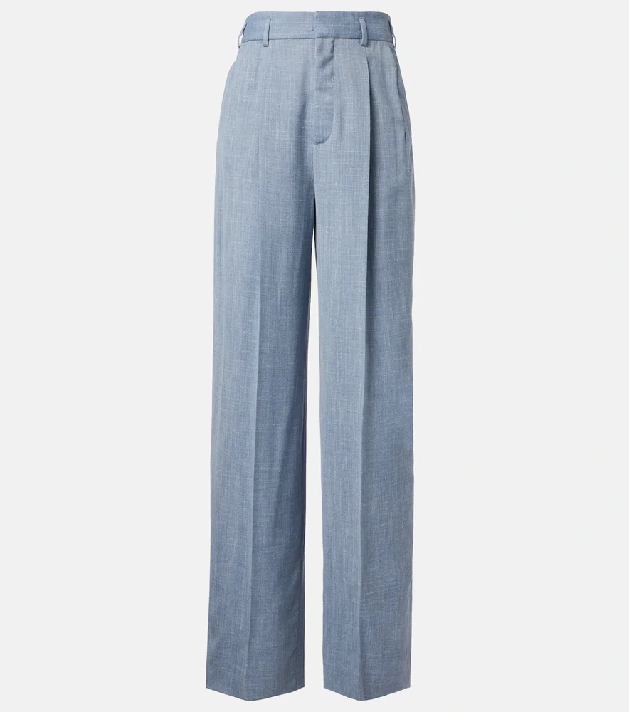 Hector wool, silk, and linen wide-leg pants