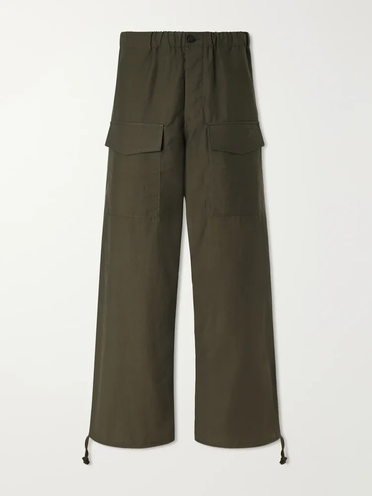 Wide-Leg Cotton-Blend Canvas Parachute Trousers