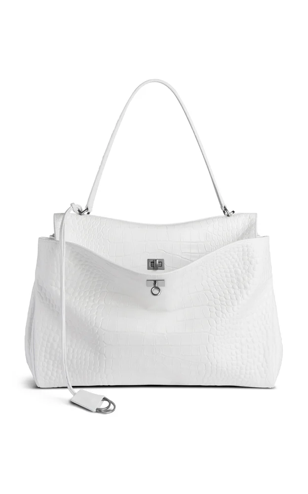 Rodeo Large Croc-Effect Leather Top Handle Bag