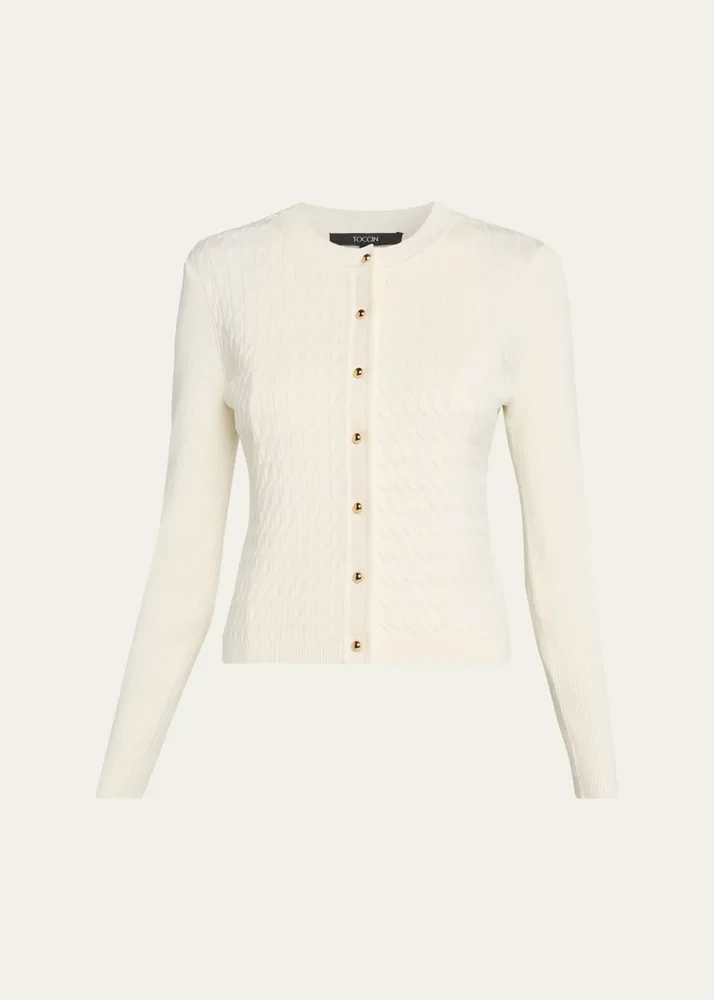 Elise Crewneck Cable-Knit Cardigan