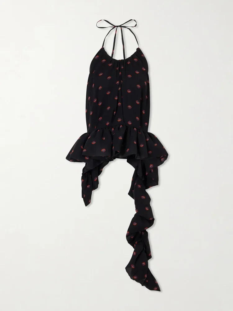 Tamara printed silk-chiffon peplum blouse