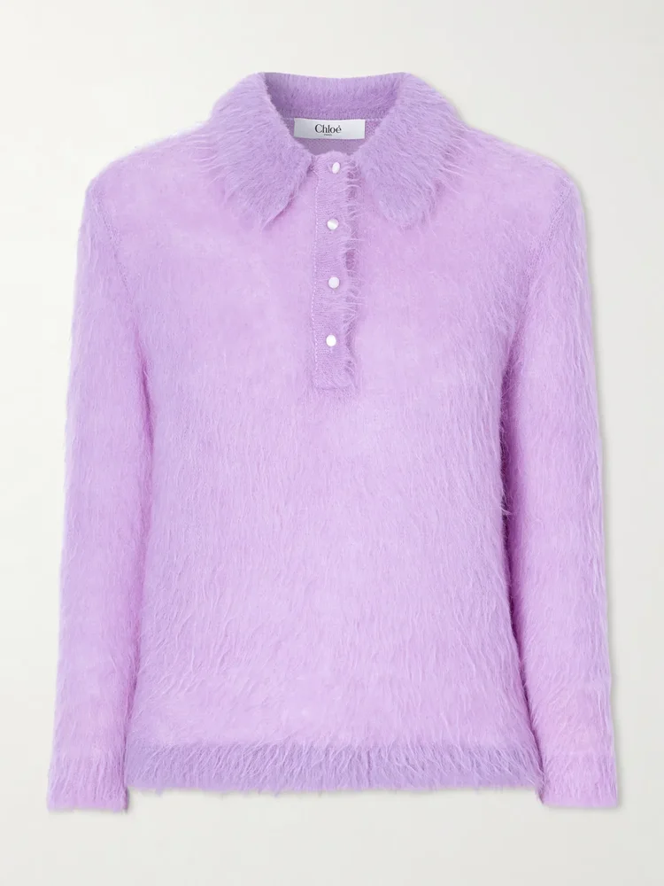 Alpaca-blend polo sweater