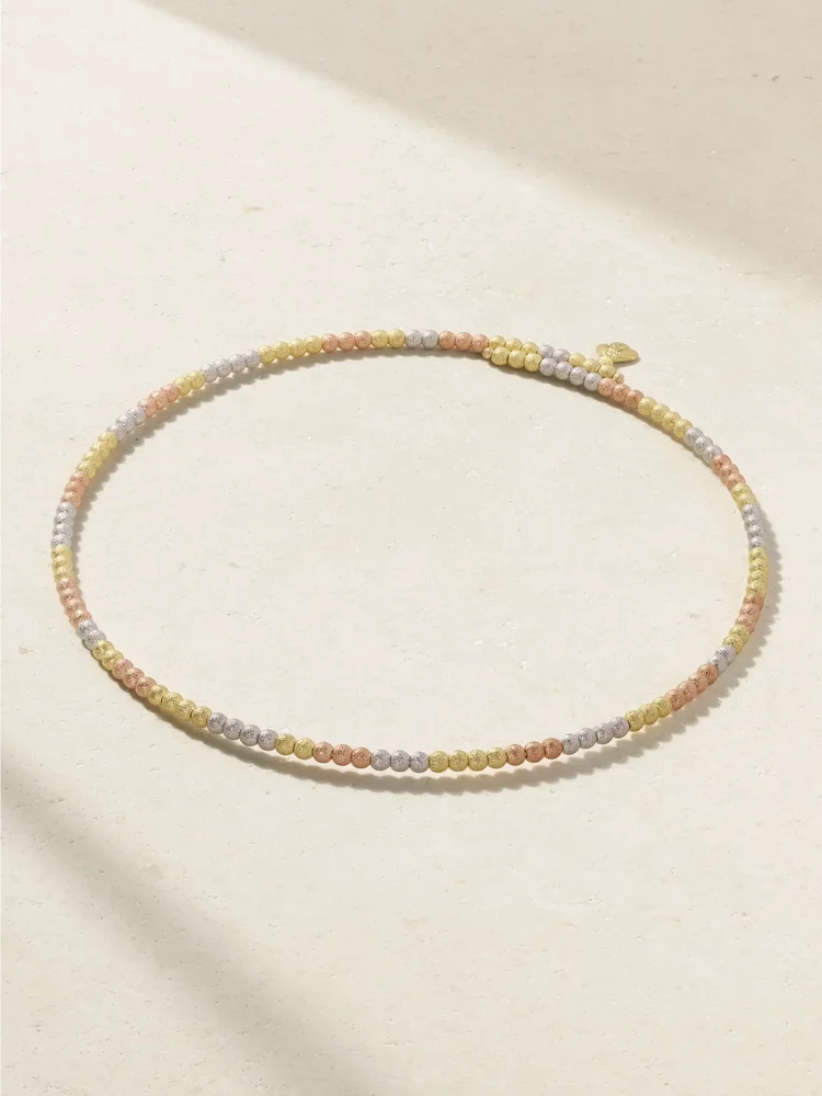 Florentine Finish 18-karat rose, white and yellow gold necklace