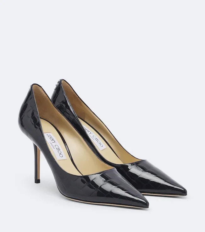 Love croc-effect patent leather pumps