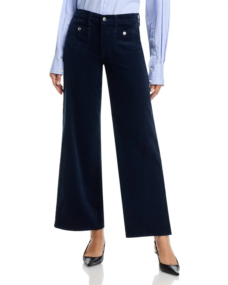 Le Slim Palazzo Mode High Rise Corduroy Jeans in Navy