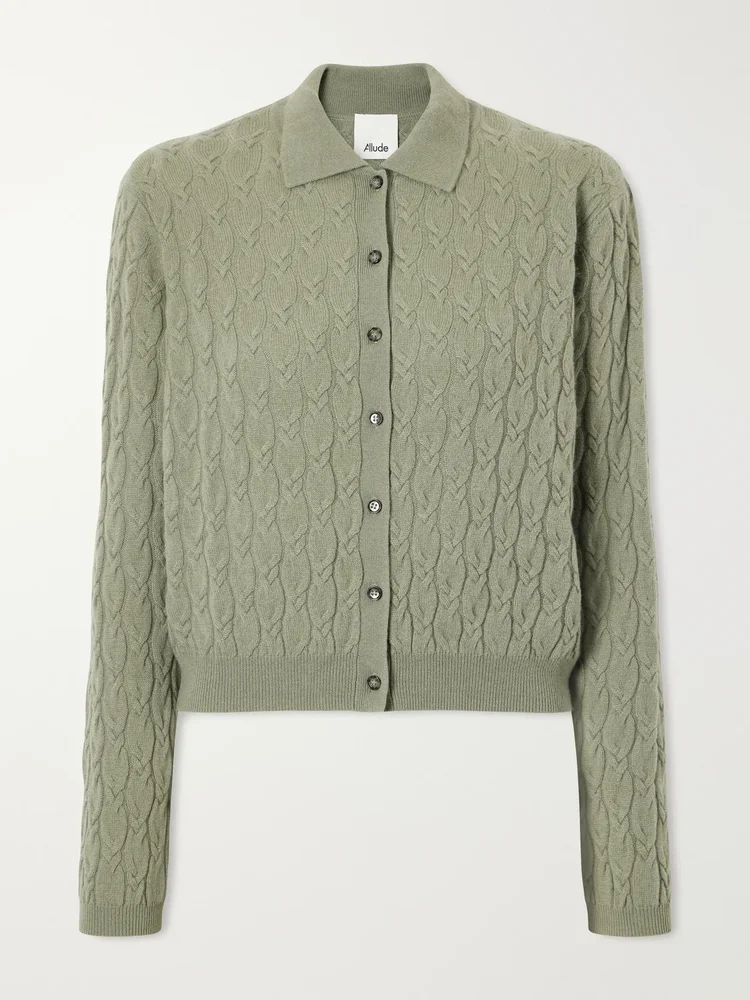Cable-knit cashmere cardigan