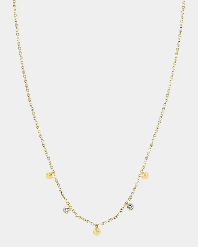 14K Gold Beads and Diamond Necklace