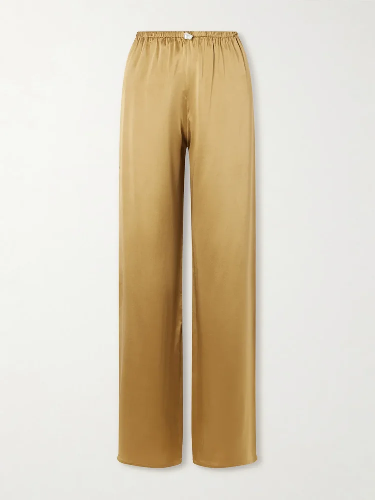 Playa silk-satin straight-leg pants