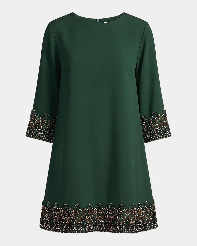 Crepe Beaded-Trim Mini Dress