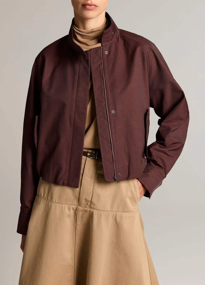 Vince Cotton-Blend Funnel-Neck Jacket