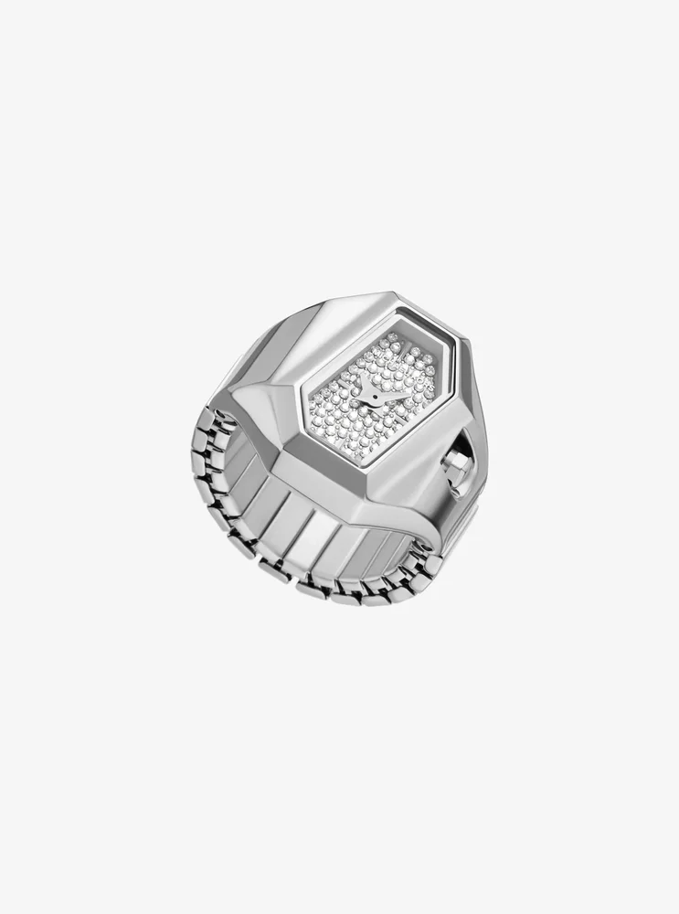 Suri Pavé Silver-Tone Ring Watch
