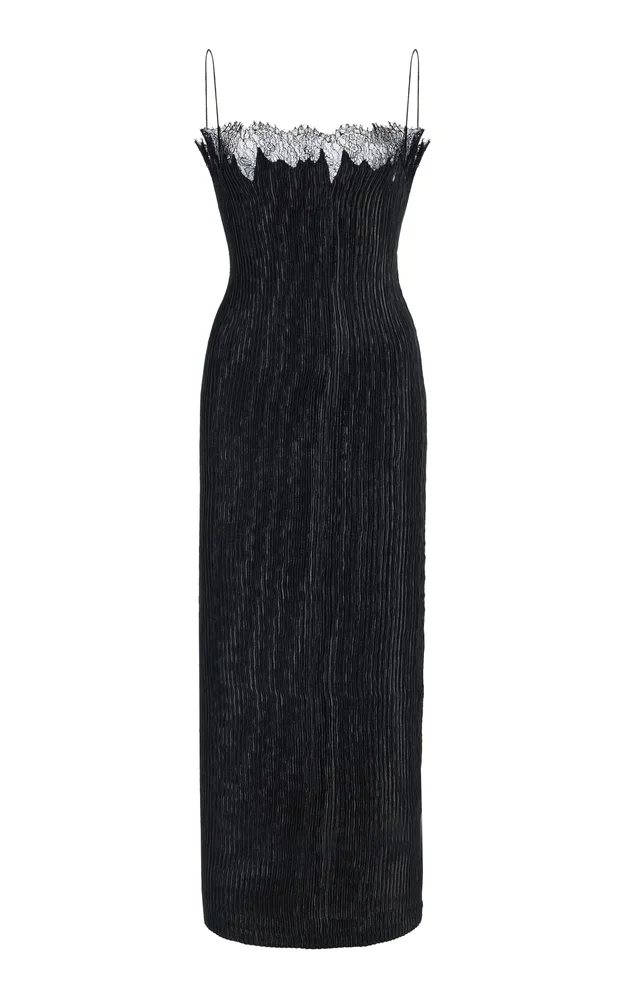 Lumie Pleated Lace Midi Dress