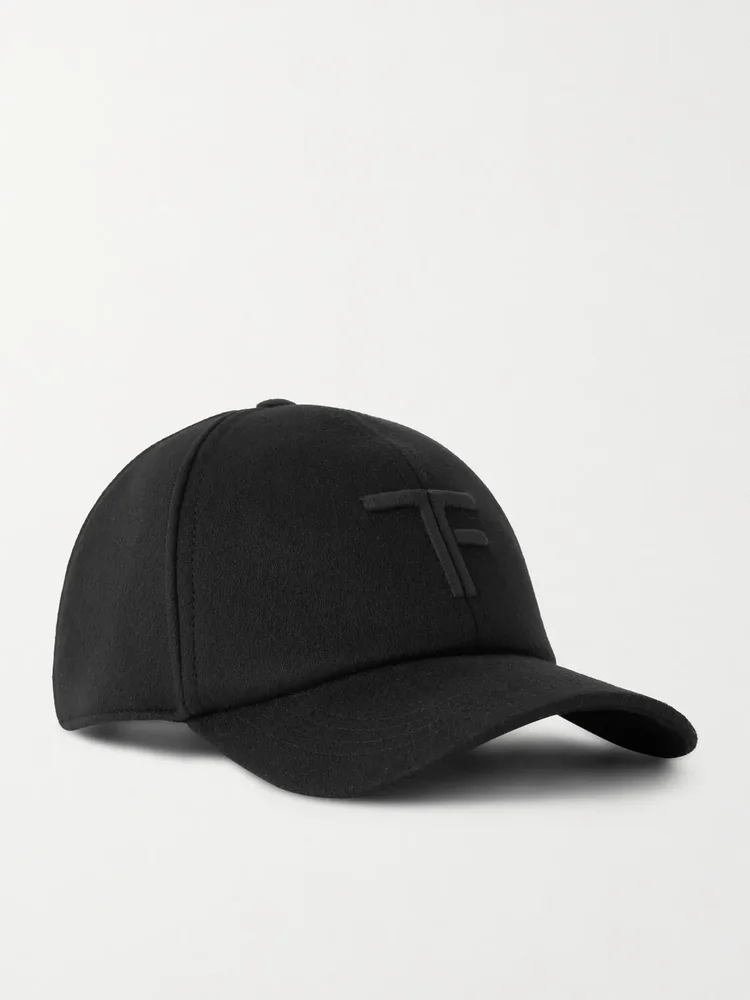 Logo-Embroidered Leather-Trimmed Cashmere Baseball Cap