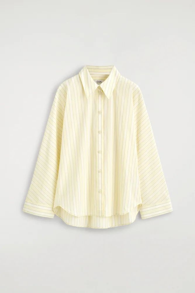 Pleated Striped Cotton Shirt
