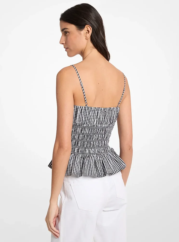 Gingham Cotton Smocked Top