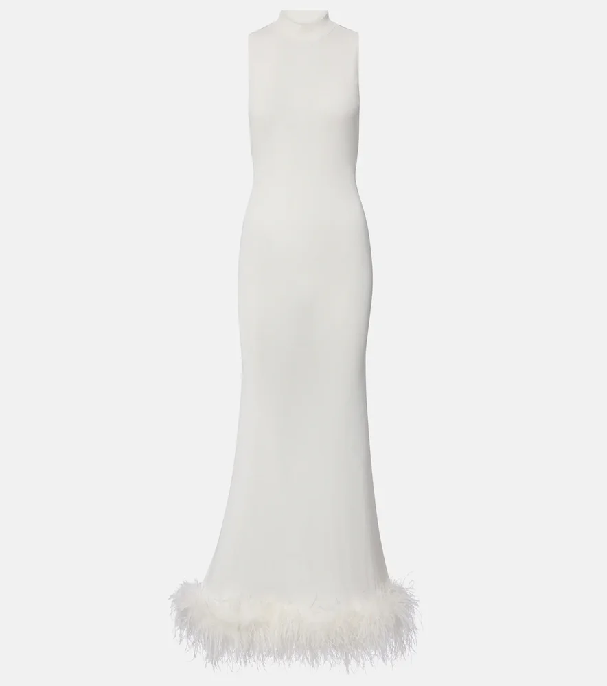 Feather-Trimmed Gown