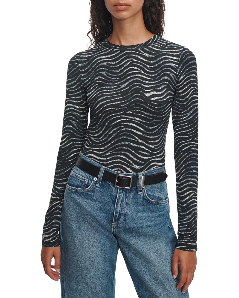 Luca Zebra Print Fitted Long Sleeve Tee