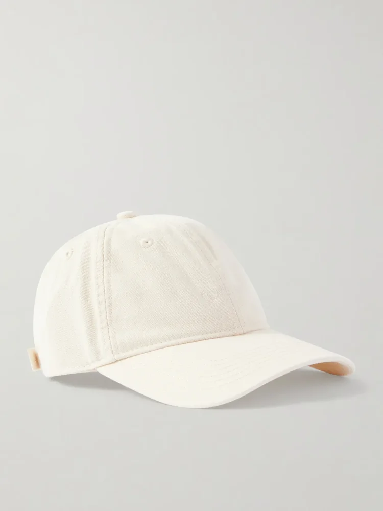 Embroidered organic cotton-twill baseball cap