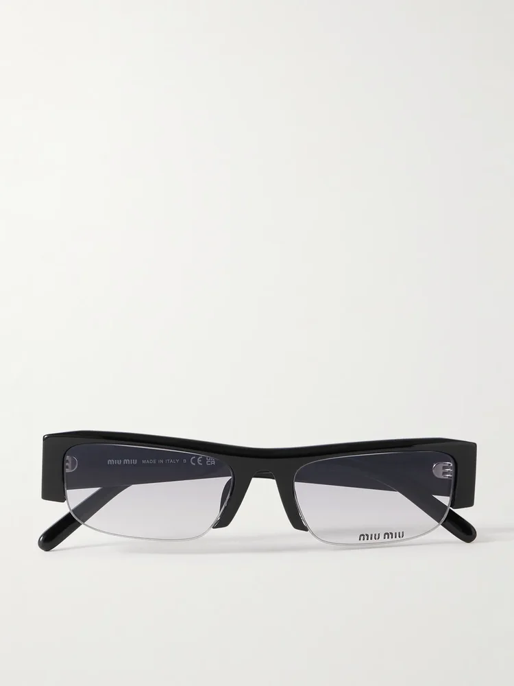 Miu Miu Vedette Square-Frame Acetate Sunglasses in Black