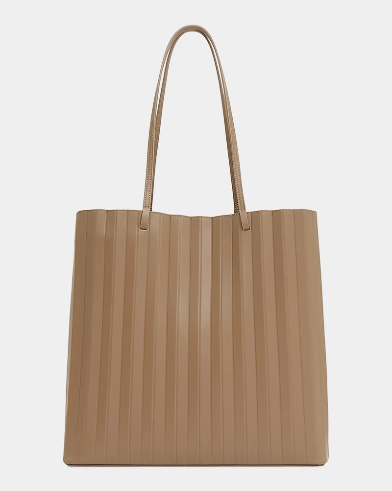 Large Pleated Leather Tote Bag
