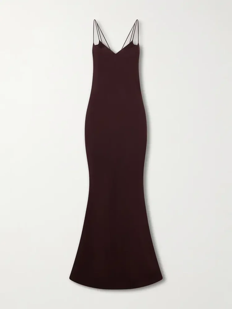 Maroon Enverse satin gown