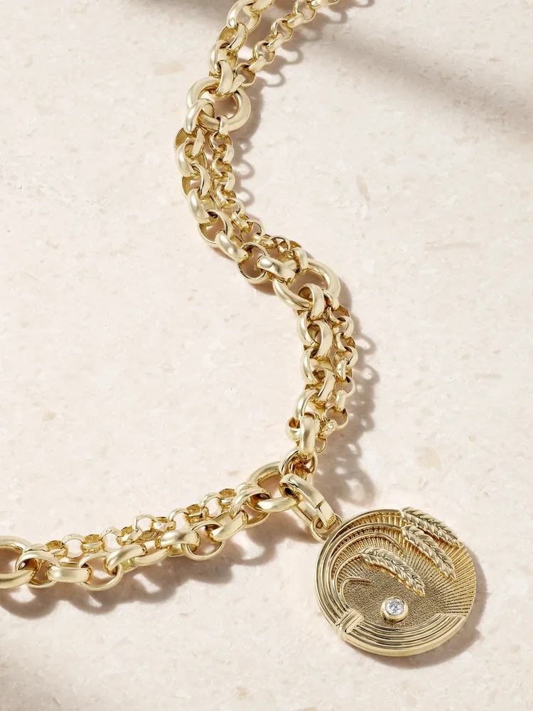 Infinite Gratitude + Festoon 18-karat gold diamond necklace