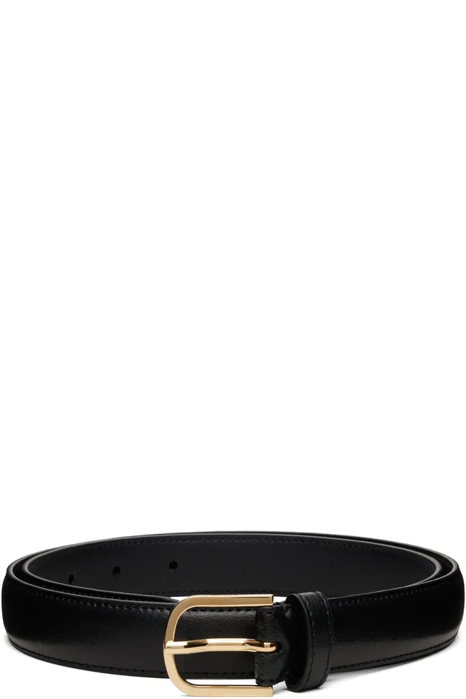 Black Slim Leather Belt