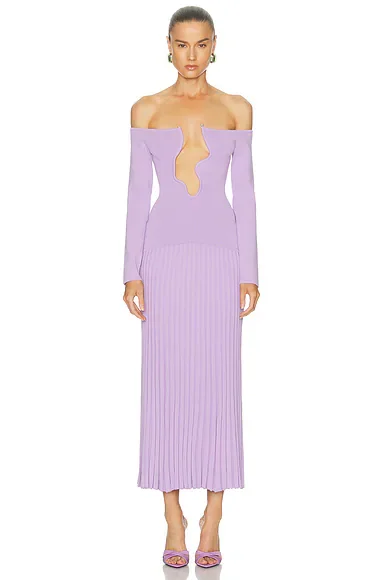 Salacia Pleated Off Shoulder Dress