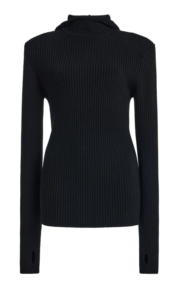 Larice Hooded Knit Wool Top