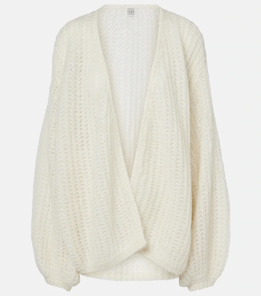 Open-front mohair-blend cardigan