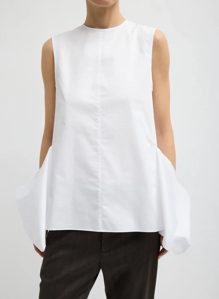 Eco Poplin Side Drape Top
