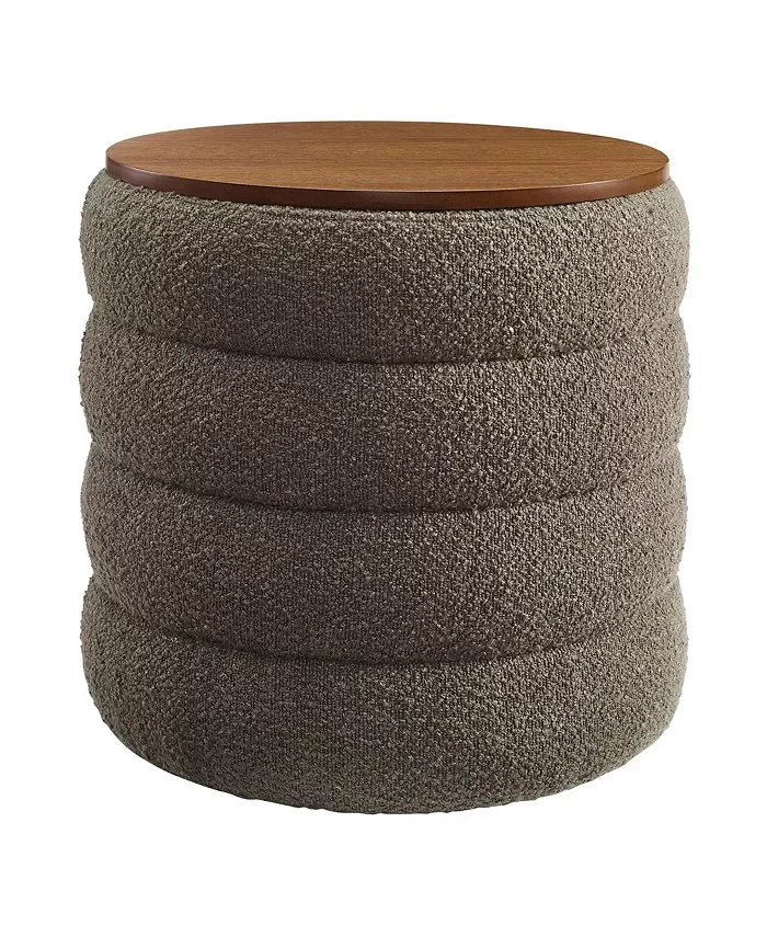 Mezzo Round Boucle Fabric Storage Ottoman
