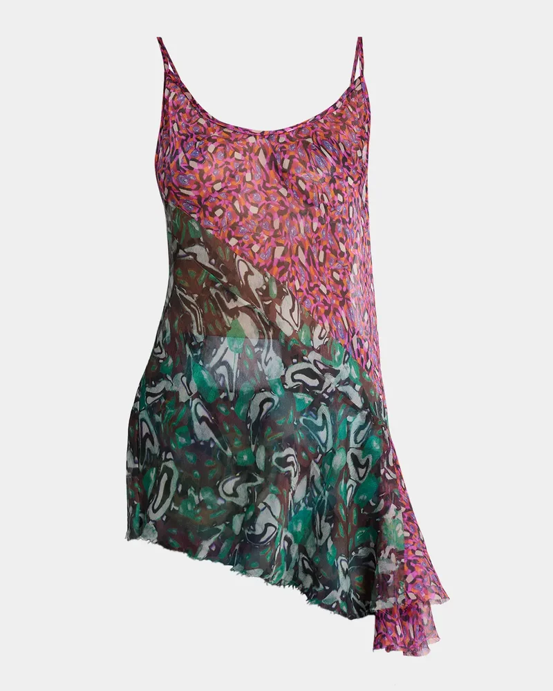 Crisanna Colorblock Silk Asymmetric Top
