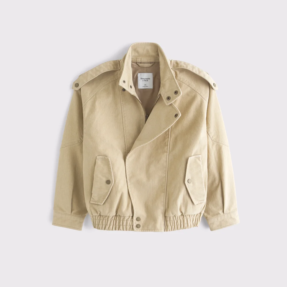 A&F West Village Velvet Denim Bomber Jacket