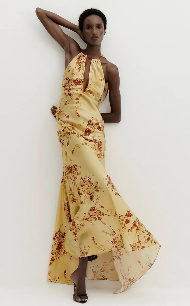 Jessamine Silk-Blend Halter Maxi Dress