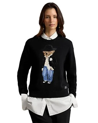 Holiday Polo Bear Cotton Crewneck Sweater